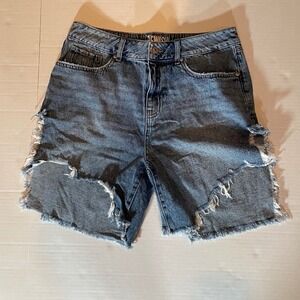 RE:WASH The Baggy Bermuda Distressed Denim Cut Off Jean Shorts Womens Size 7 28